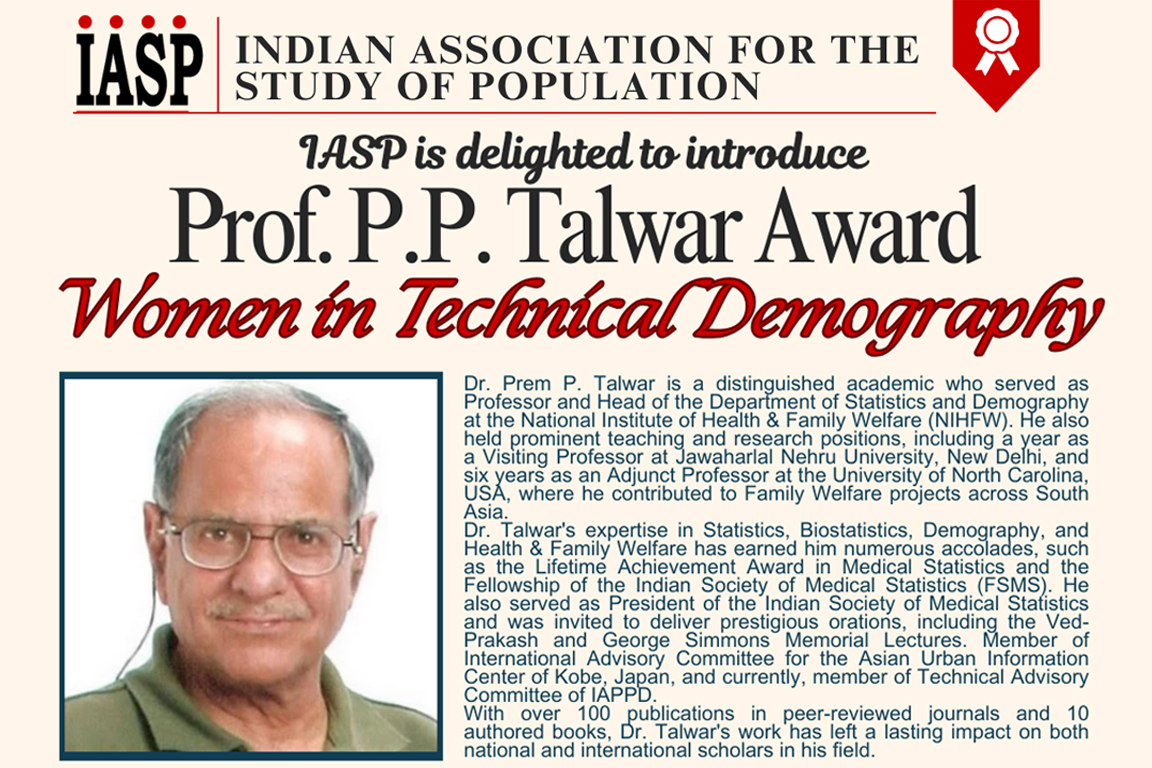 Prof. P.P. Talwar Award for Women in Technical Demography